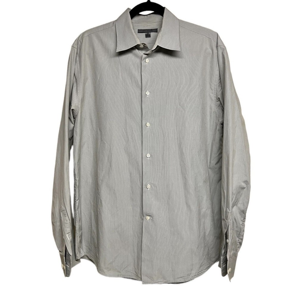 John Varvatos Men's Long Sleeve Button Shirt Size Large (16/41L) Blue Striped